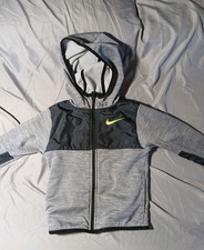 Nike Boys Full Zip Colorblock Hoodie Gray Black Long Sleeve with Logo