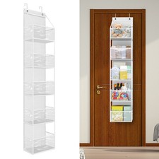 5 Shelf Over Door Hanging Pantry Organizer Clear Plastic Pocket Large Capacity