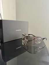 New Chanel Shield Mirror Women  s Sunglasses with Case Never Used 