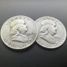 Lot of 2 Franklin Half Dollars (1949D, 1951S) - 90% Silver