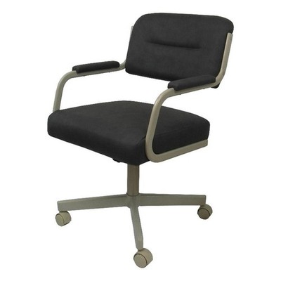 Tobias Designs 38'' Swivel Metal & Vinyl Dining Chair in Beige and Gray