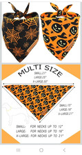 REALEAF Dog Bandanas 2 Pk Pumpkin and Spider Web Bibs, Triangle Large Halloween