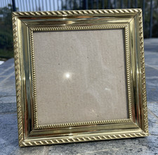Vtg Gold Tone Picture Frame Ornate Twisted Rope Border Velvet Backing 4.25x4.25