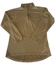 Beyond Clothing 1/4 Zip Pullover Shirt Coyote Brown Large Thermal Wool Blend