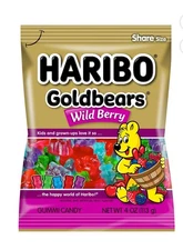 5 PK - HARIBO Goldbears Wild Berry  🍓🫐🍒 Gummi Candies 4 oz Bag