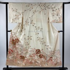 JAPANESE KIMONO HOMONGI CREAM 152.5cm 5 ft 0 in PURE SILK FF9436