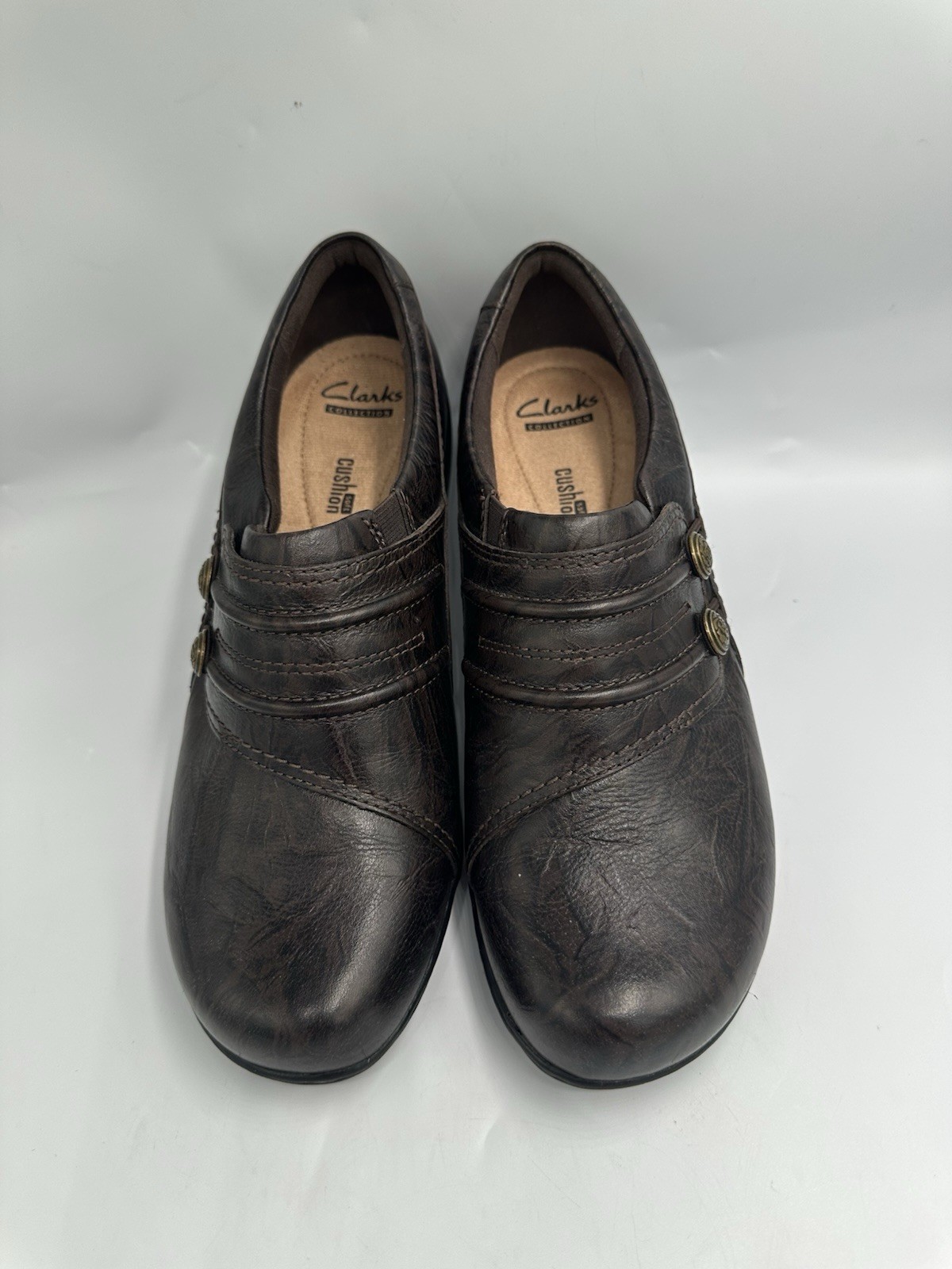 Clarks Womens Channing Essa Leather Loafers Size 10M Brown