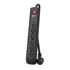 Commercial Electric 8 ft 6 Outlet Surge Protector Power Strip 1000J Flat Plug