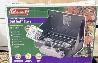 Vtg Coleman Dual Fuel 2 Burner Camp Stove Unleaded Model 424-700G
