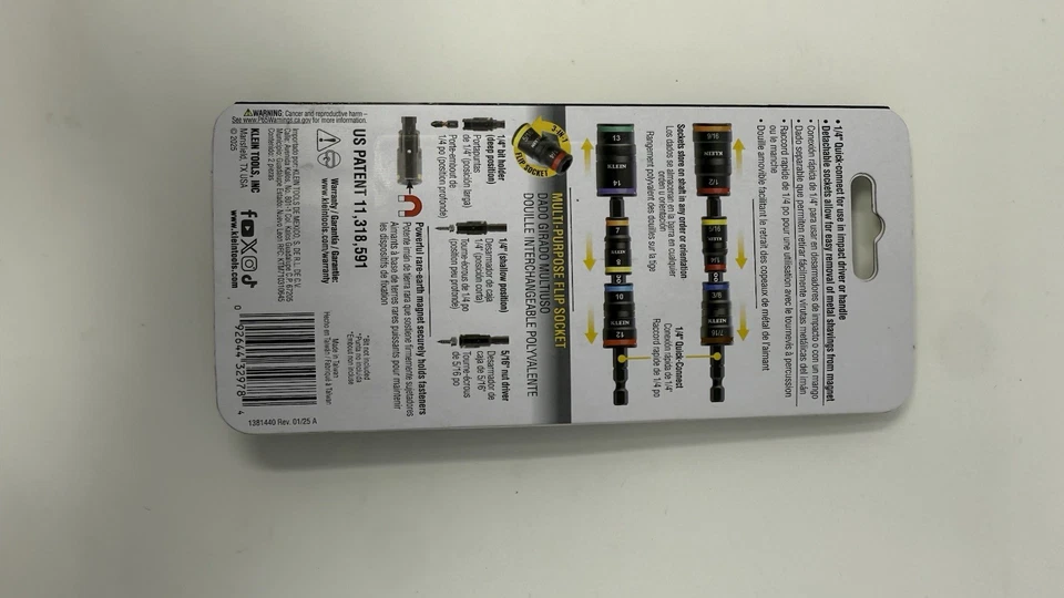 Klein Tools 7 en 1 SAE + 6 EN 1 enchufes abatibles de impacto métrico + soporte para brocas 32933KIT Foto 3 de 4