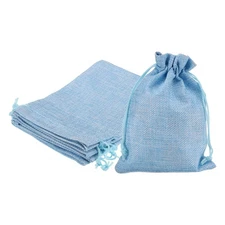 5pcs Burlap Bags with Drawstring, 5x7" Jewelry Pouches for Party Gift, Blue