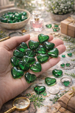 Heart Beads for Jewelry Making Glass Bead 17 mm GREEN Glass Beads 20 pc