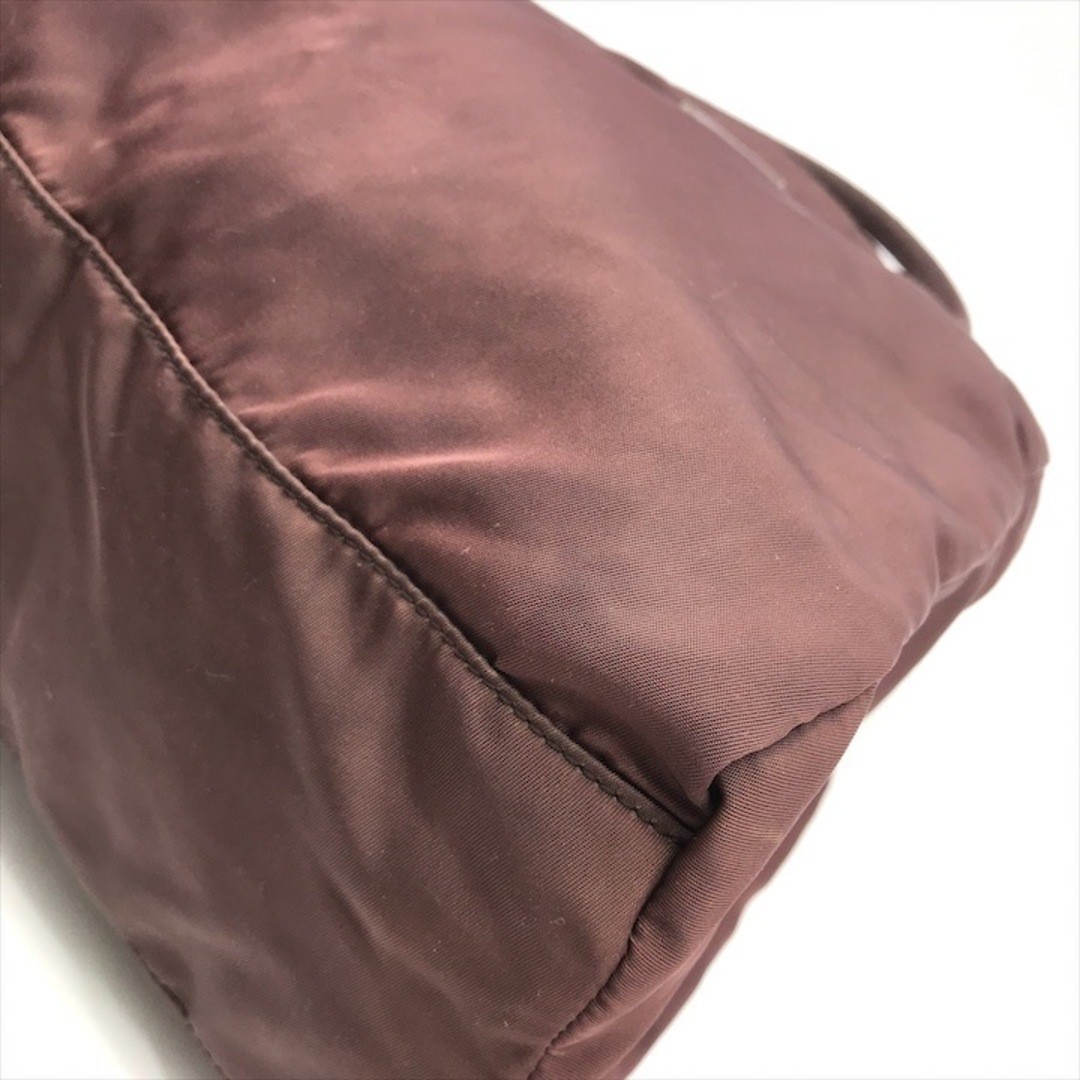 Good Condition PRADA Triangle Logo Plate Nylon Tessuto Hand Tote Bag Brown Ladie thumbnail 4