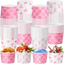 48 Pcs Pink Bow Snack Cups 9oz Disposable Coquette Snack Bowls
