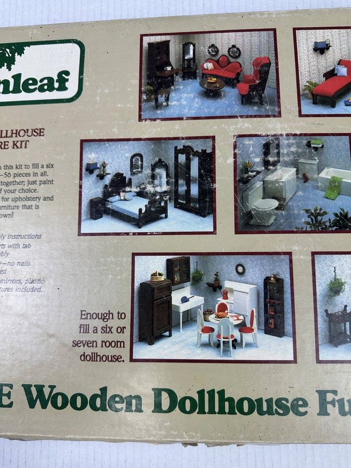 Kit de muebles miniatura Greenleaf 1982 vintage para casa de muñecas #9010 incompleto Foto 3 de 4