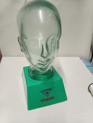 Vintage Schaufensterpuppe Kopf klar grün getönt Glas Vicks Display Ständer 