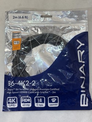 Binary B6 Series 4K Ultra HD Premium Certified GripTek HDMI Cable 2 Meter 6.6 ft