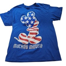 Disney Mickey Mouse T Shirt Blue Red White Stars Stripes Patriotic Adult Size L