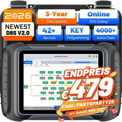 XTOOL D8S OBD2 Diagnosegerät Scanner Bidirektionale Topologiekarte ECU-Codierung