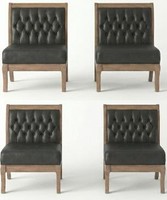 Klassische 4X Chesterfield StüHle Designer Ledersessel Holzgestell