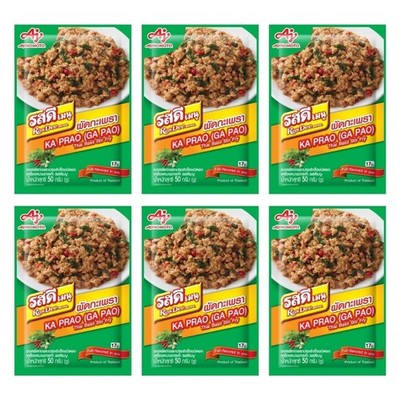 RosDee Ka Prao Stir Fry Seasoning Thai Basil Pad Ka Prao Mix Spicy 50g x 6