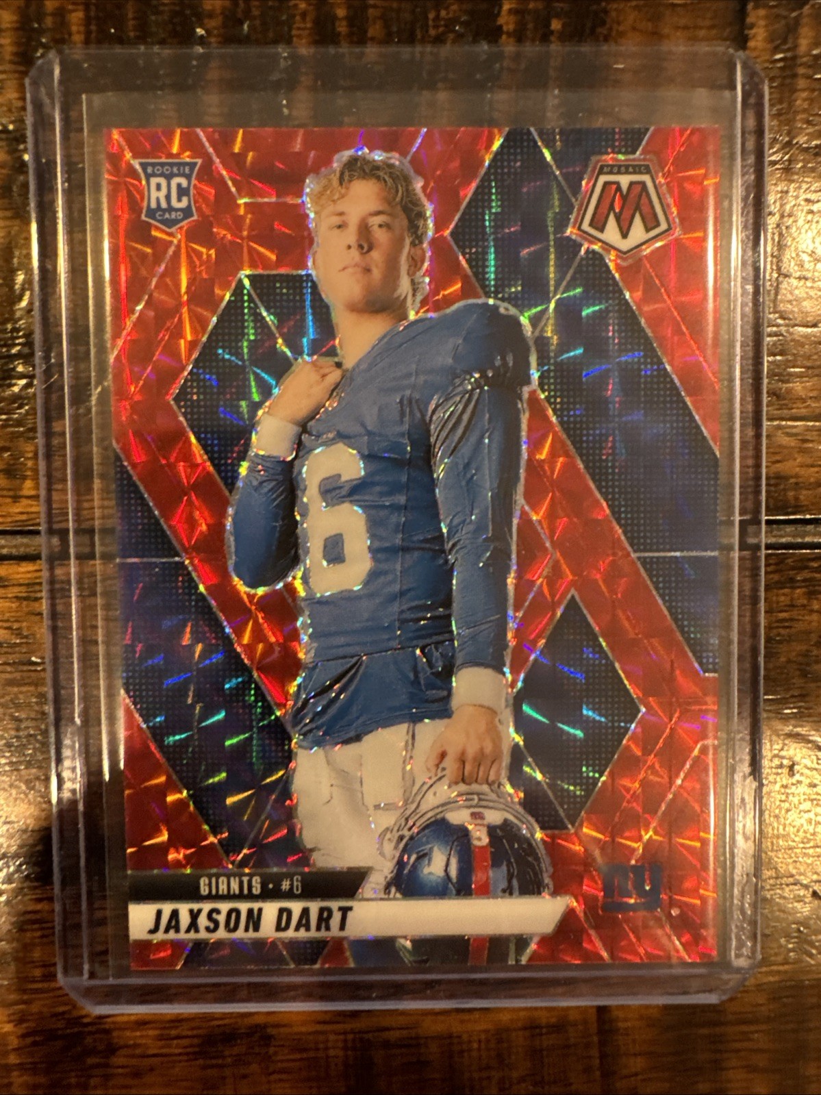 Jaxson Dart 2025 Panini Mosaic Rookie Variation Red Mosaic Prizm #288 RC Giants