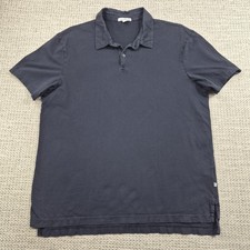 James Perse Polo Golf Shirt Mens Large Blue Soft Supima Cotton Knit Casual