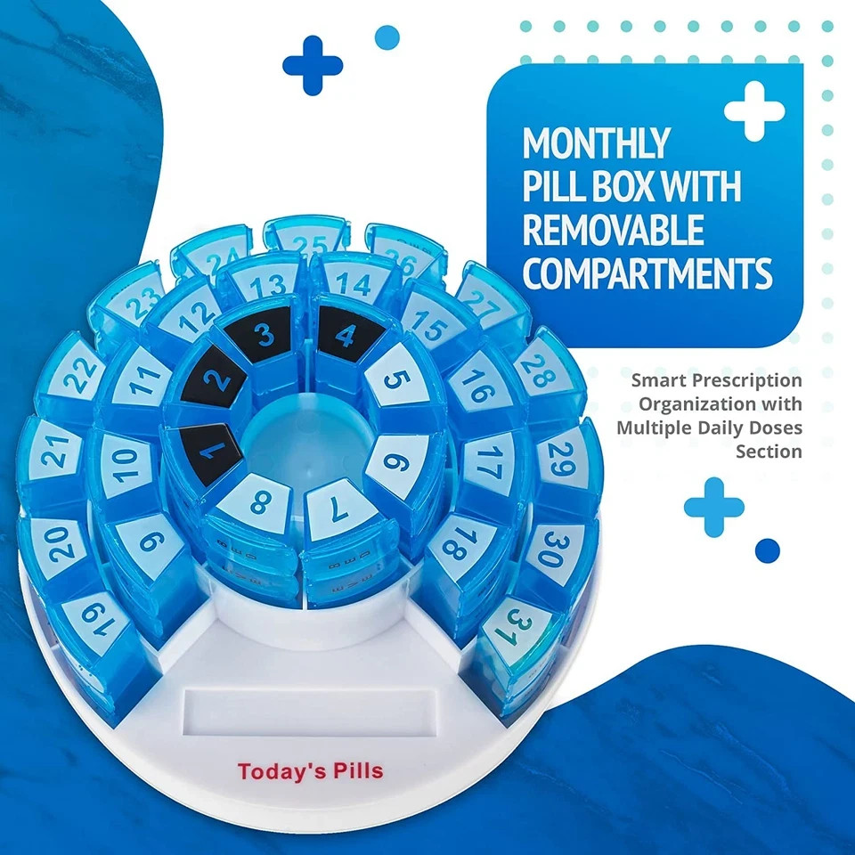 Monthly Pill Box by Medca - Smart Prescription Organization with Multiple Daily