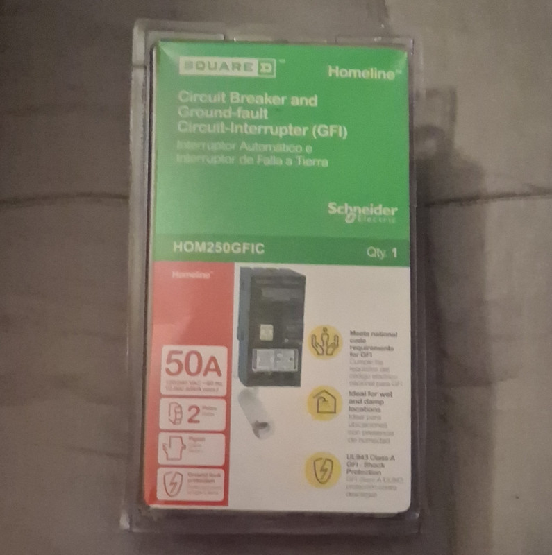 Square D HOM250GFIC Homeline 50A 2-Pole 120/240V AC GFCI Circuit Breaker
