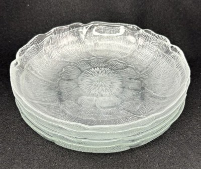 Arcoroc France Clear Glass Fleur Soup Salad Bowls 8in Discontinued Set of 4