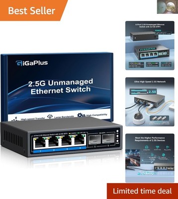 6-Port 2.5G Ethernet Switch with 60Gbps Speed - Ideal for NAS & Gaming