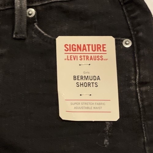 Signature by Levi Strauss & Co Girls Roll Cuff Denim Jean Bermuda Shorts Size 7 - Picture 2 of 7