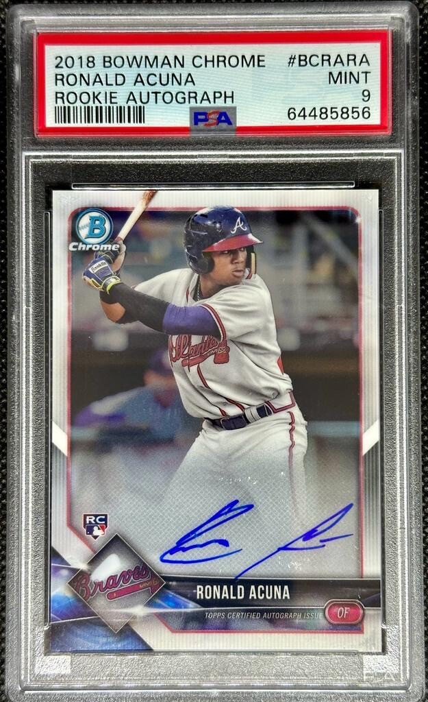 2018 Bowman Chrome Ronald Acuna Jr. Rookie AUTO PSA 9 MINT- On Card AUTO!