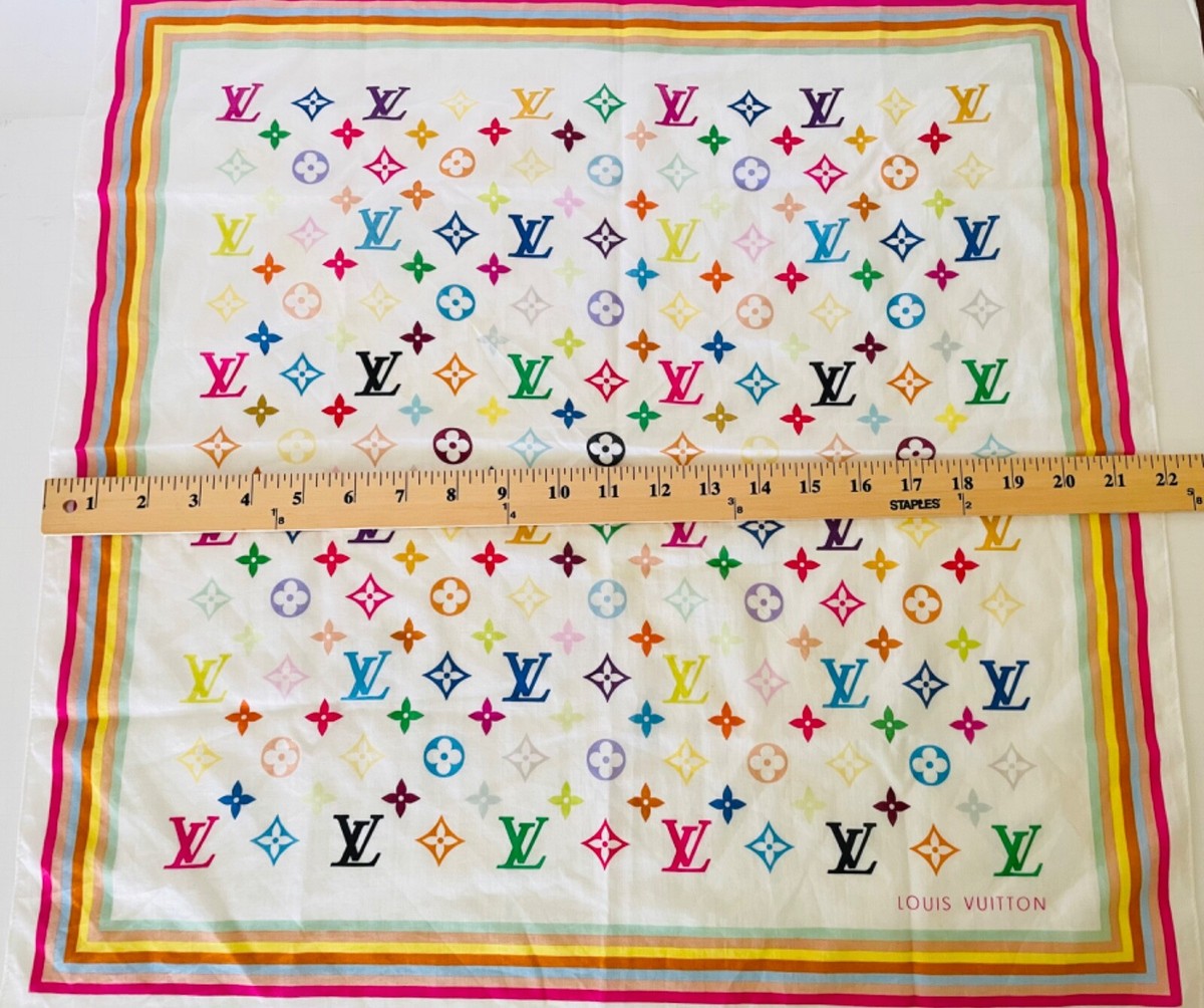Louis Vuitton モノグラムスカーフ Louis Vuitton Monogram Scarf Multi Color White 100 Cotton
