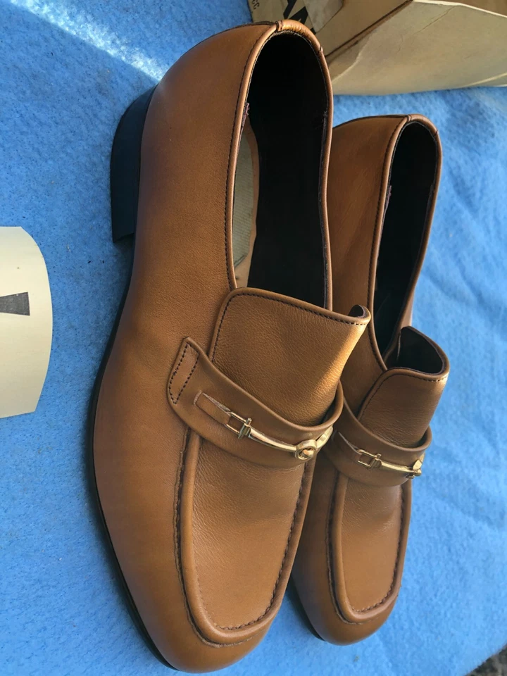 Zapatos Bostonianos De Colección #5327 Suave Mocc Tostado Talla 8.5M Nuevo Antiguo Stock Años 70 Foto 4 de 4