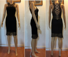 GIANNI VERSACE Couture Vintage Runway Lace-Up Lace Dress IT38