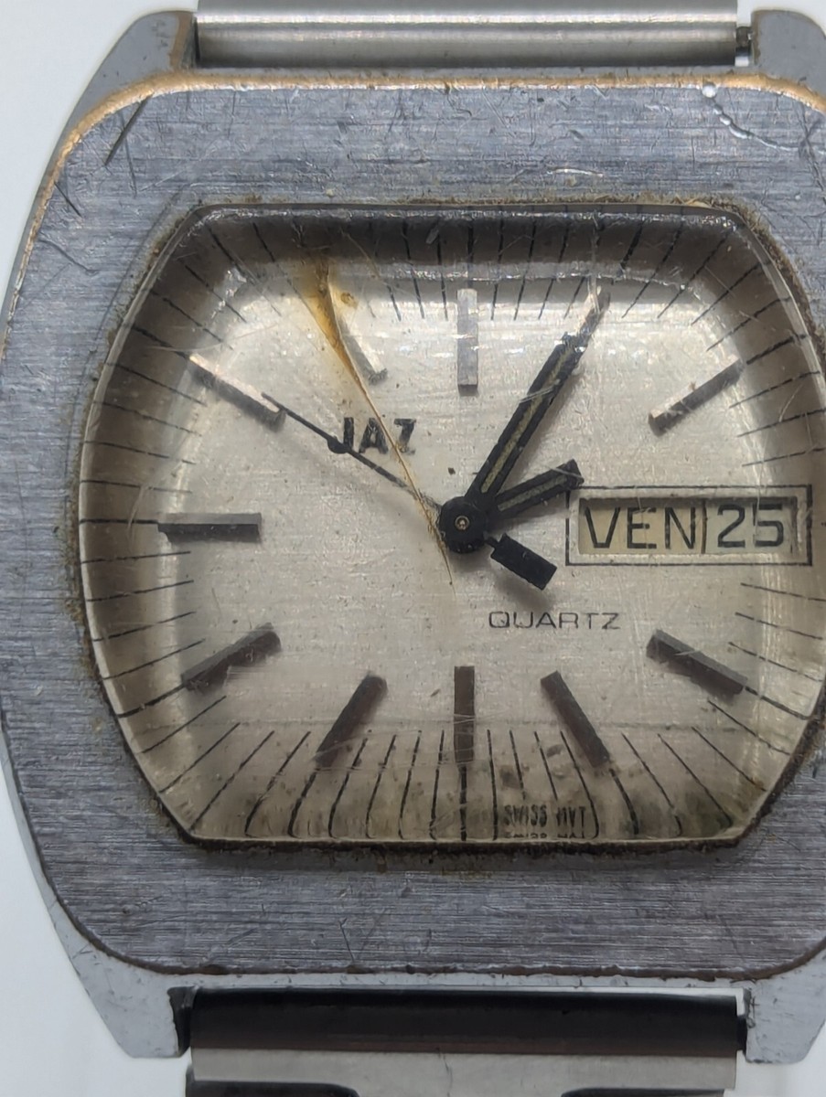 Montre JAZ Quartz Neuve De Stock Années 90 - Acier Inoxydable Argenté, Bracelet 20mm, Fonctionnelle