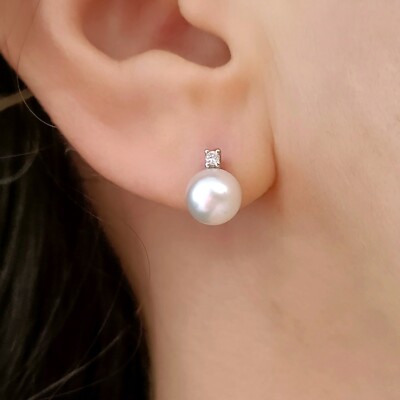 Orecchini In Oro Bianco 18 Karati Con Perle Australiane Naturali - Foto 5