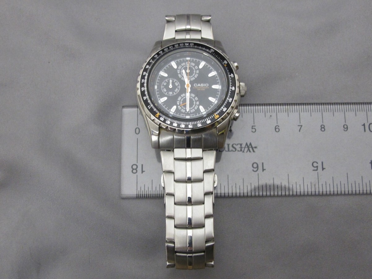 Fine CASIO MTP-4500 Quartz CHRONOGRAPH Watch-Black Dial-Runs Well