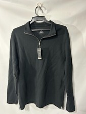 Van Heusen Black Sleeve 1/4 Zip Classic Fit Easy Care Pullover Mens Med Nwt