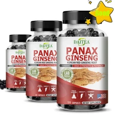 Korean Red Panax Ginseng Pills 1000mg, 30/60/120 Capsules 5% Ginsenosides