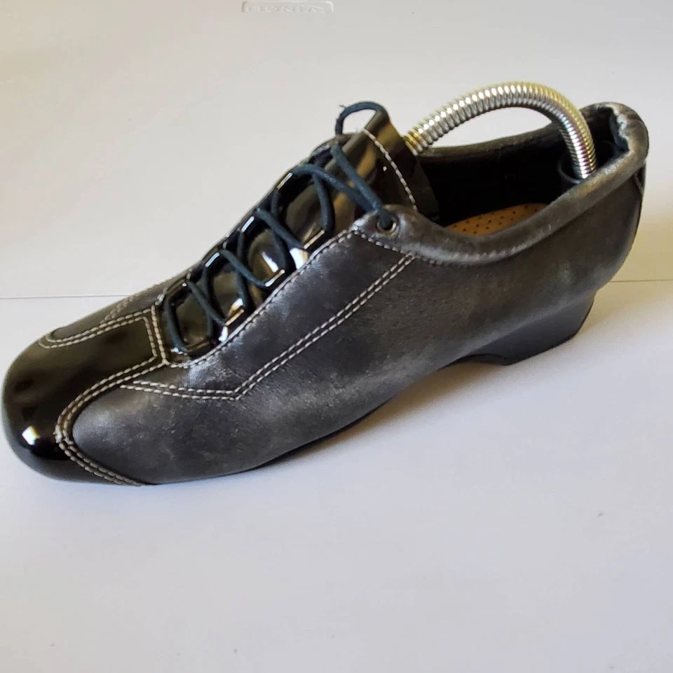 Ros Hommerson Mujer 7N Oxfords Peltre Negro Metálico Charol Tacón Bajo Foto 2 de 4