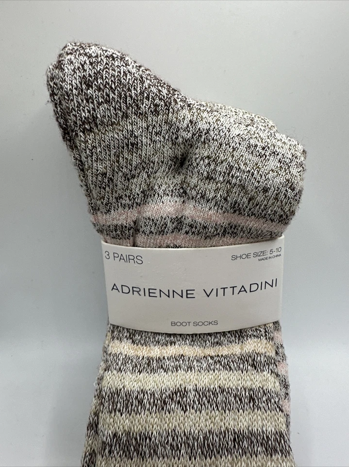 Meias Bota Feminina Adrienne Vittadini Sapato Tamanho 5-10 3 Pares Rosa + Preto NOVO - Imagem 2 de 4