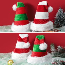 Santa Elf Hat Xmas Hat Father Christmas Hat Adults Deluxe Plush New Year US FAST