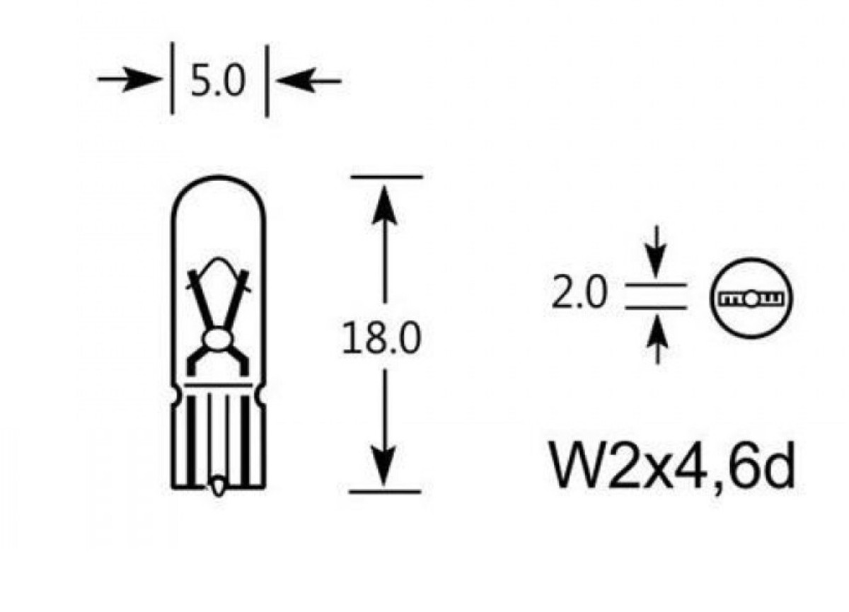 Osram, 10 lampadine a bulbo per cruscotto dell'auto 286 T5 da 12 V, 1,2 W, con attacco W2x4,6Dd 2721