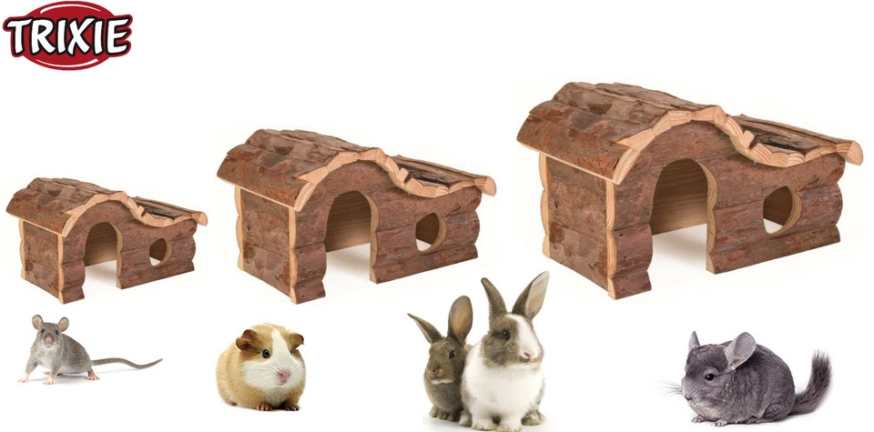 TRIXIE HANNA NATURAL WOODEN RAT CHINCHILLA GUINEA PIG RABBIT HOUSE HIDE 3 SIZES
