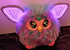 Furby Purple Plush Tie Dye Interactive Toy 2023 Glowing Ears Hasbro Works Great