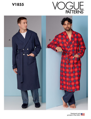 Vogue V1855 Sewing Pattern Mens Bath Robe & Belt Size MUU (34-36-38-40) UNCUT