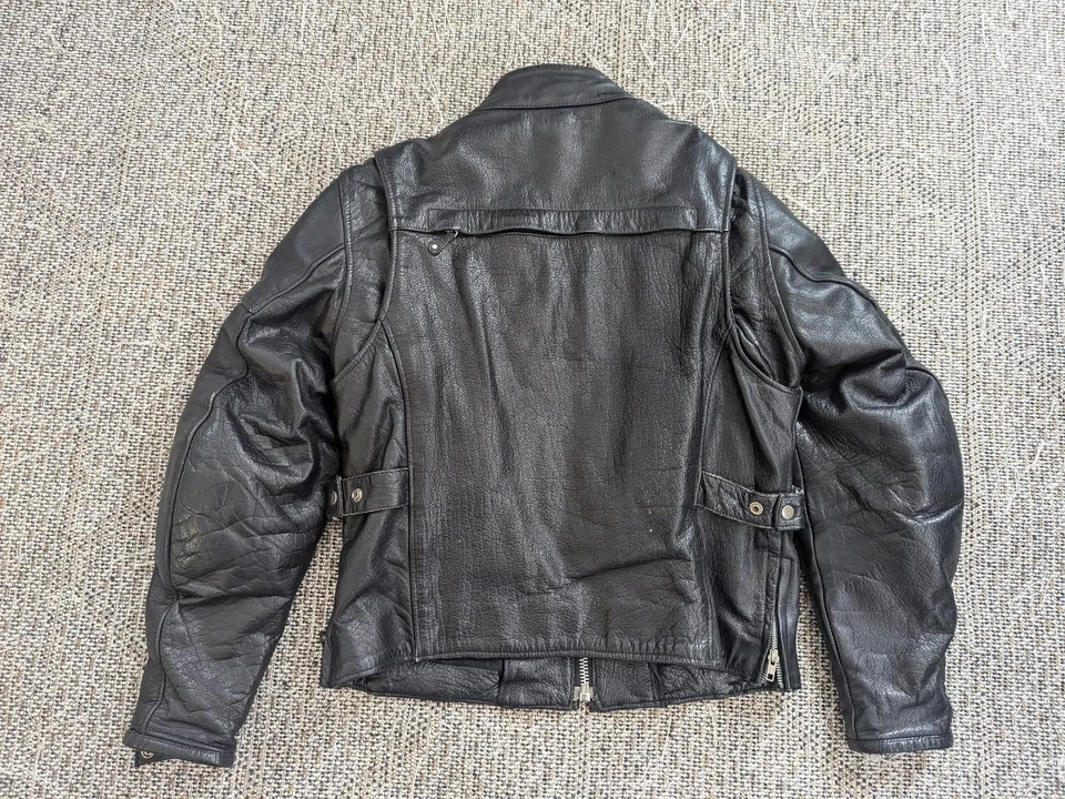 vintage 1990s leather jacket 40 motorcycle VENTED racing CAFE RACER black Y2K - Image 2 of 4