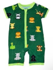 Unisex Bamboo Baby Romper with Zipper - Zoo Animals - Sizes 0-24 Months